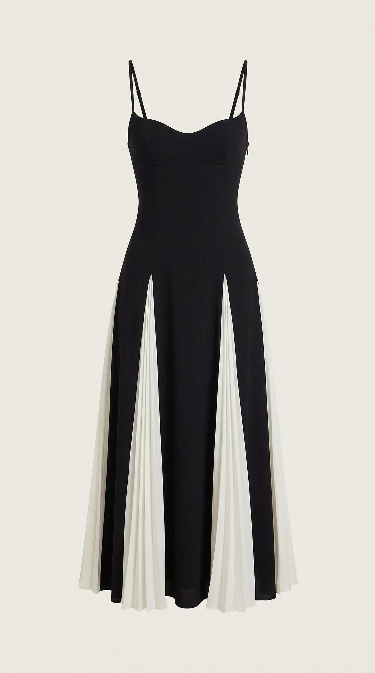 Vestido Midi Goldie con Falda Plisada Bicolor