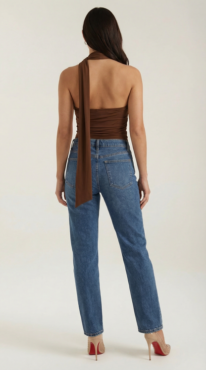 Top Halter Thalia con Escote en V Pronunciado
