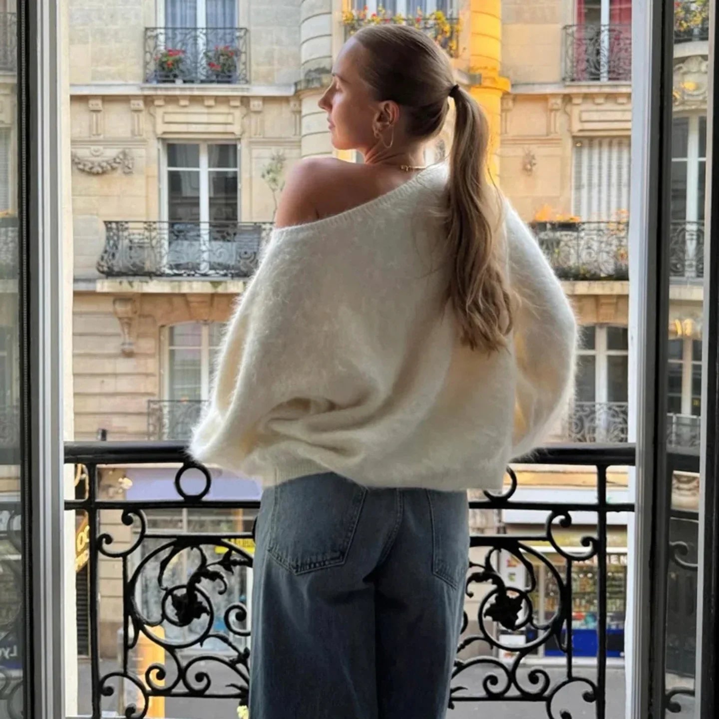 Daniela - Suéter de mujer de felpa de corte holgado