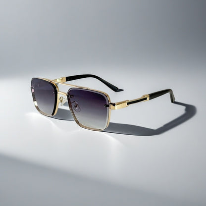 Alma Cruz Gafas de sol Aviator Lucas con montura dorada y cristales degradados, estilo cuadrado.