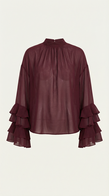 Blusa Alma con Mangas de Volantes en Capas