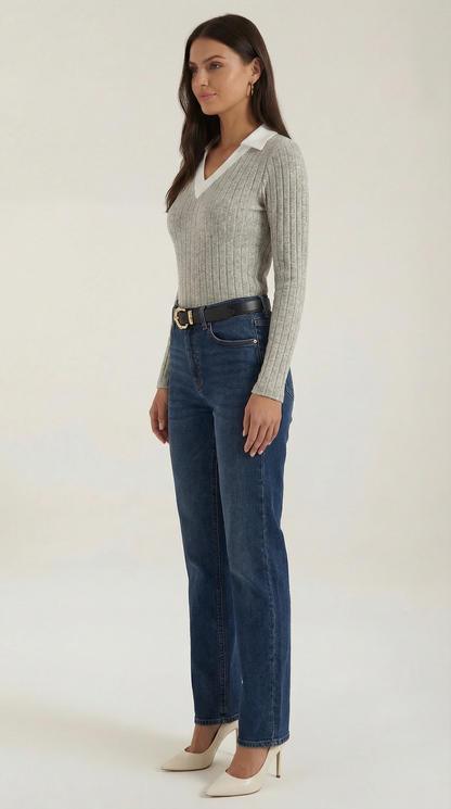 Jersey Althea de Punto con Escote en V
