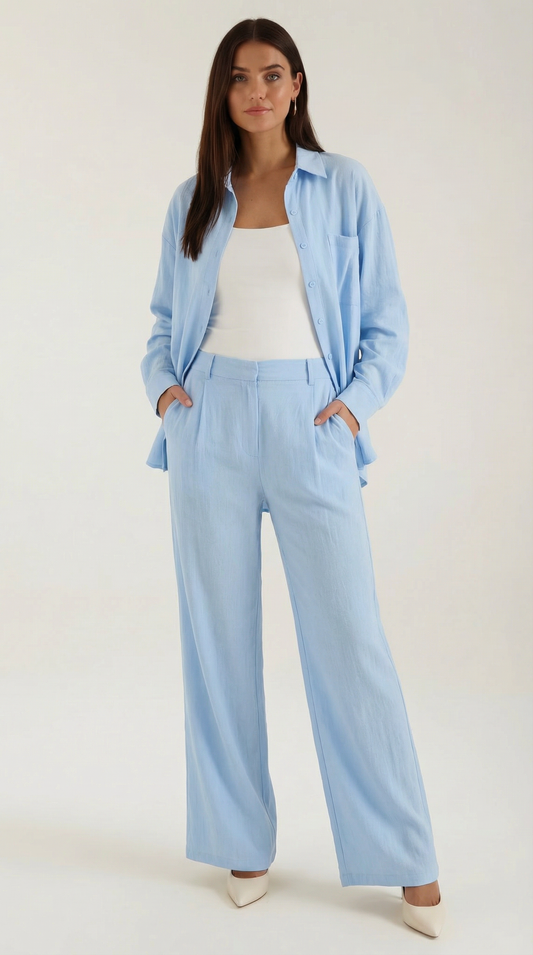 Conjunto Amber de Algodón con Sobrecamisa y Pantalón