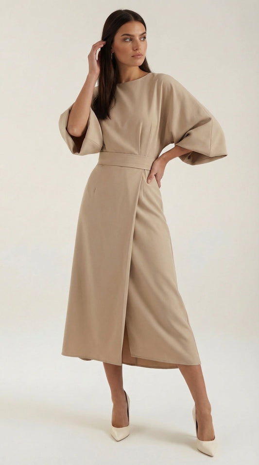 Vestido Midi Ana con Mangas Globo