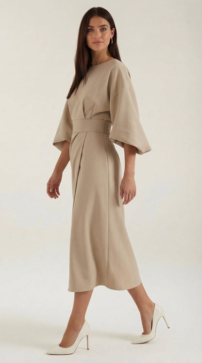 Vestido Midi Ana con Mangas Globo