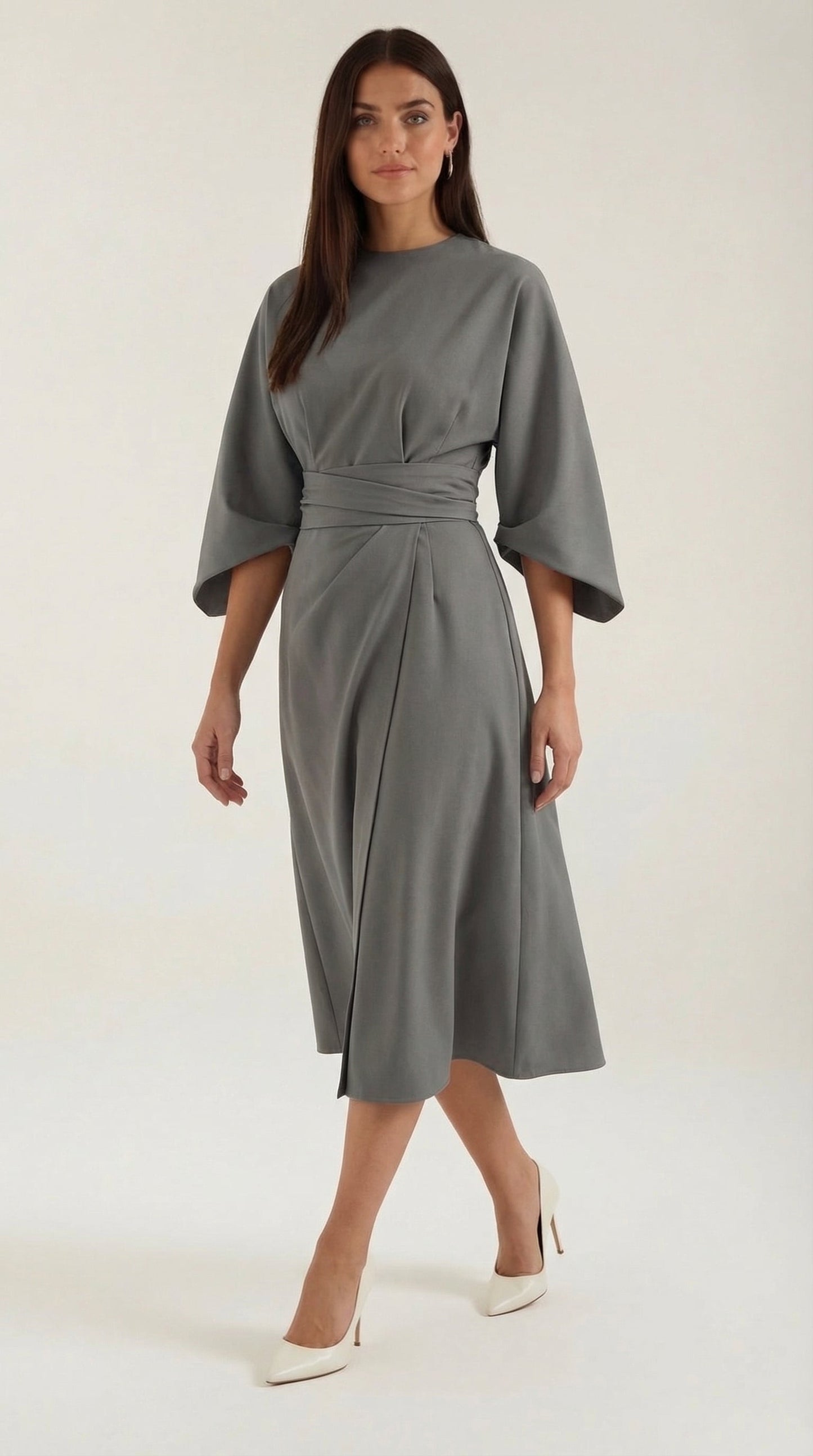 Vestido Midi Ana con Mangas Globo