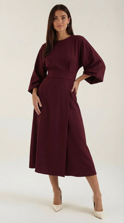 Vestido Midi Ana con Mangas Globo