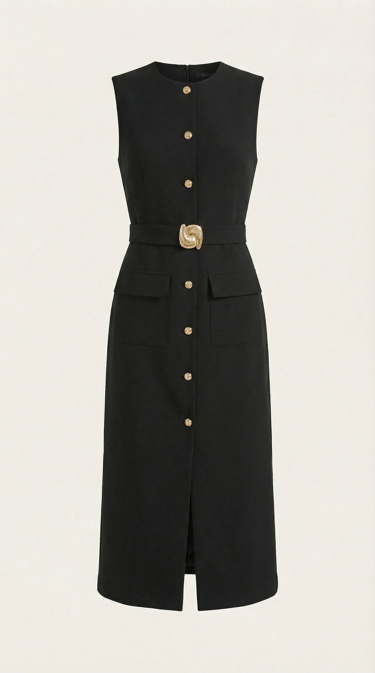 Vestido Midi Arlene con Botones Dorados