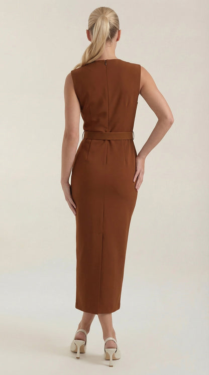 Vestido Midi Arlene con Botones Dorados