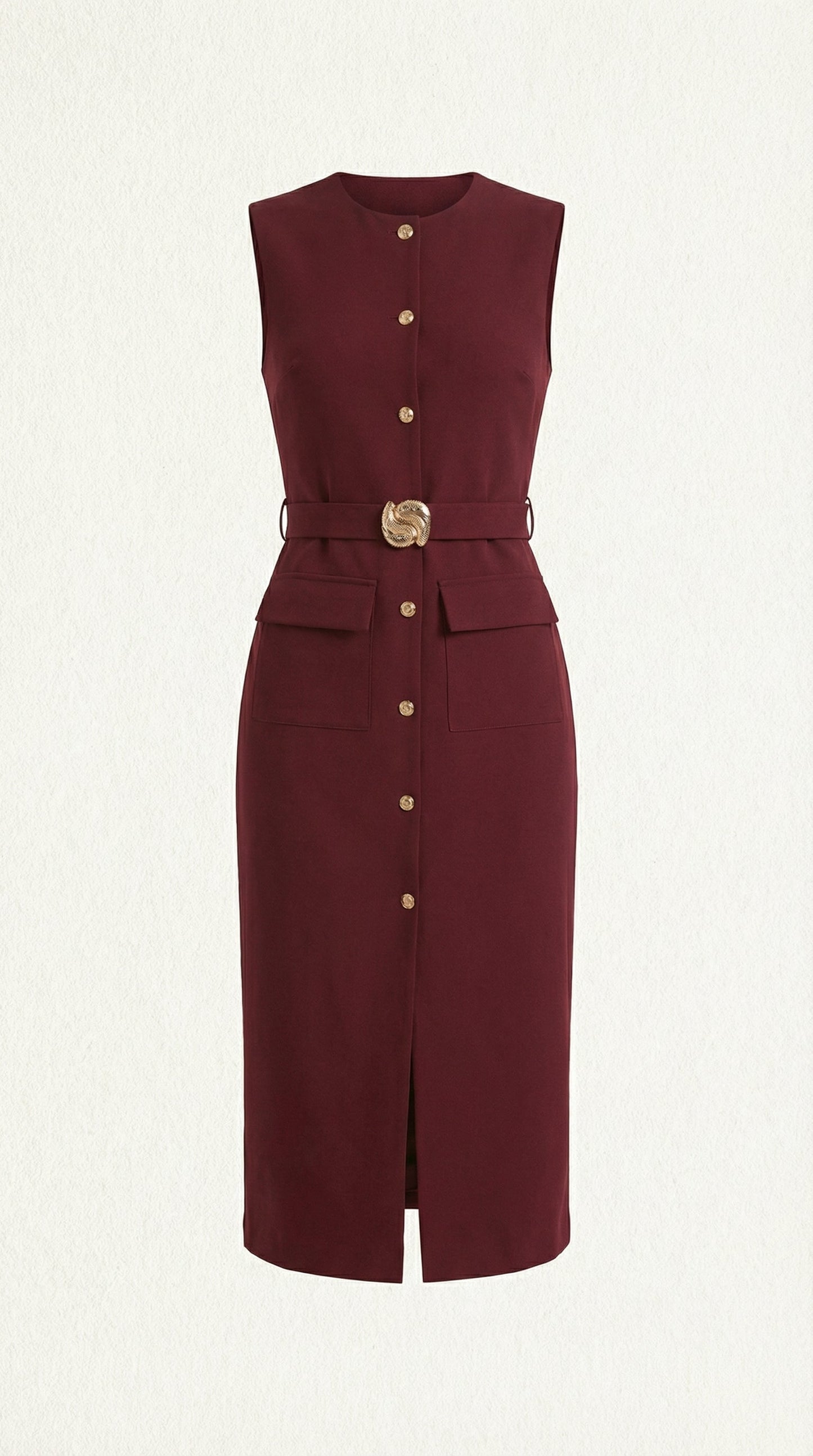 Vestido Midi Arlene con Botones Dorados