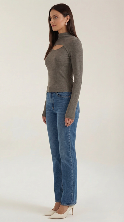 Top Barbara de Manga Larga con Cuello Alto