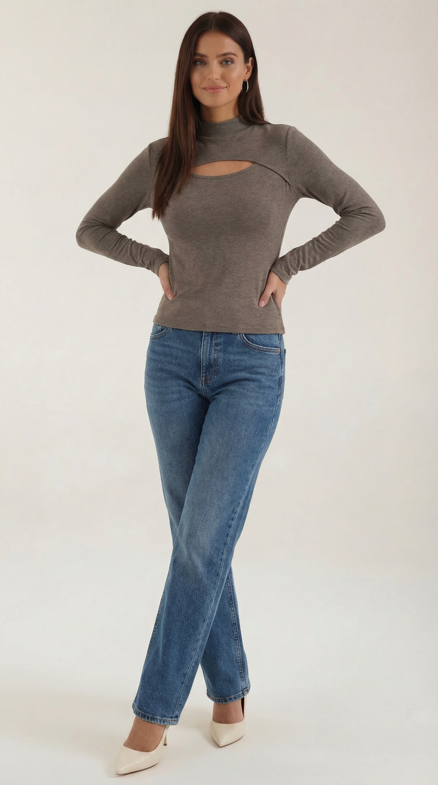 Top Barbara de Manga Larga con Cuello Alto