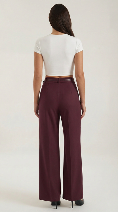 Pantalón Bertha de Pierna Ancha y Tiro Alto