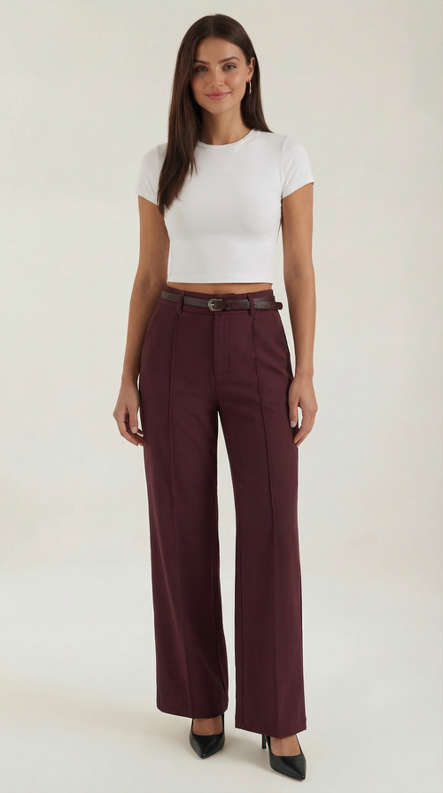 Pantalón Bertha de Pierna Ancha y Tiro Alto