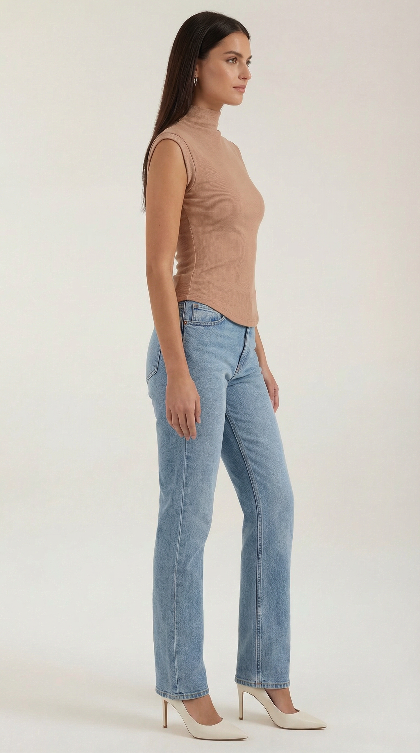 Top Cassandra de Punto Canalé con Cuello Alto