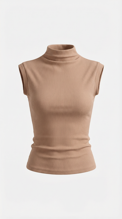 Top Cassandra de Punto Canalé con Cuello Alto