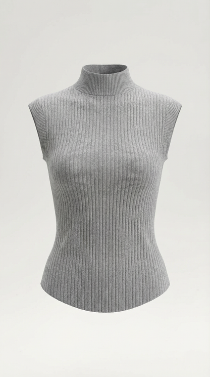 Top Cassandra de Punto Canalé con Cuello Alto