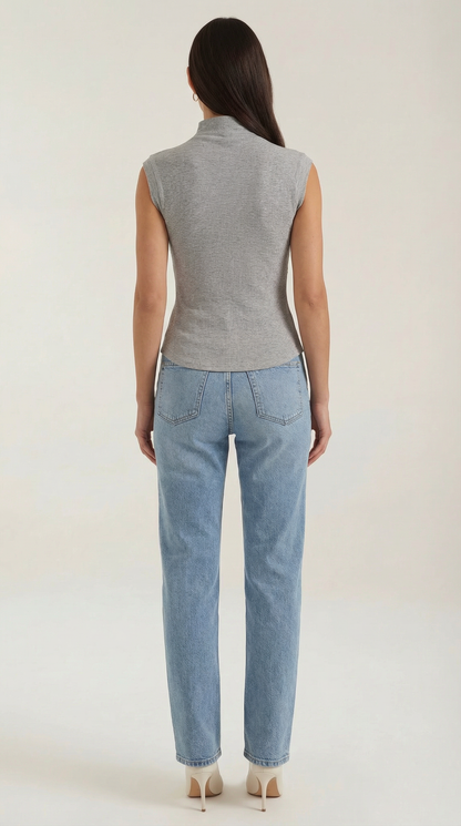 Top Cassandra de Punto Canalé con Cuello Alto