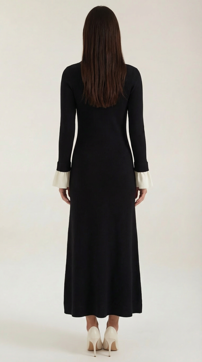 Vestido Maxi Charlotte de Punto con Cuello Polo