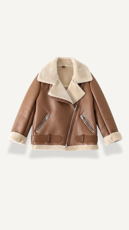 Chaqueta Biker Christine con Cuello de Borreguito