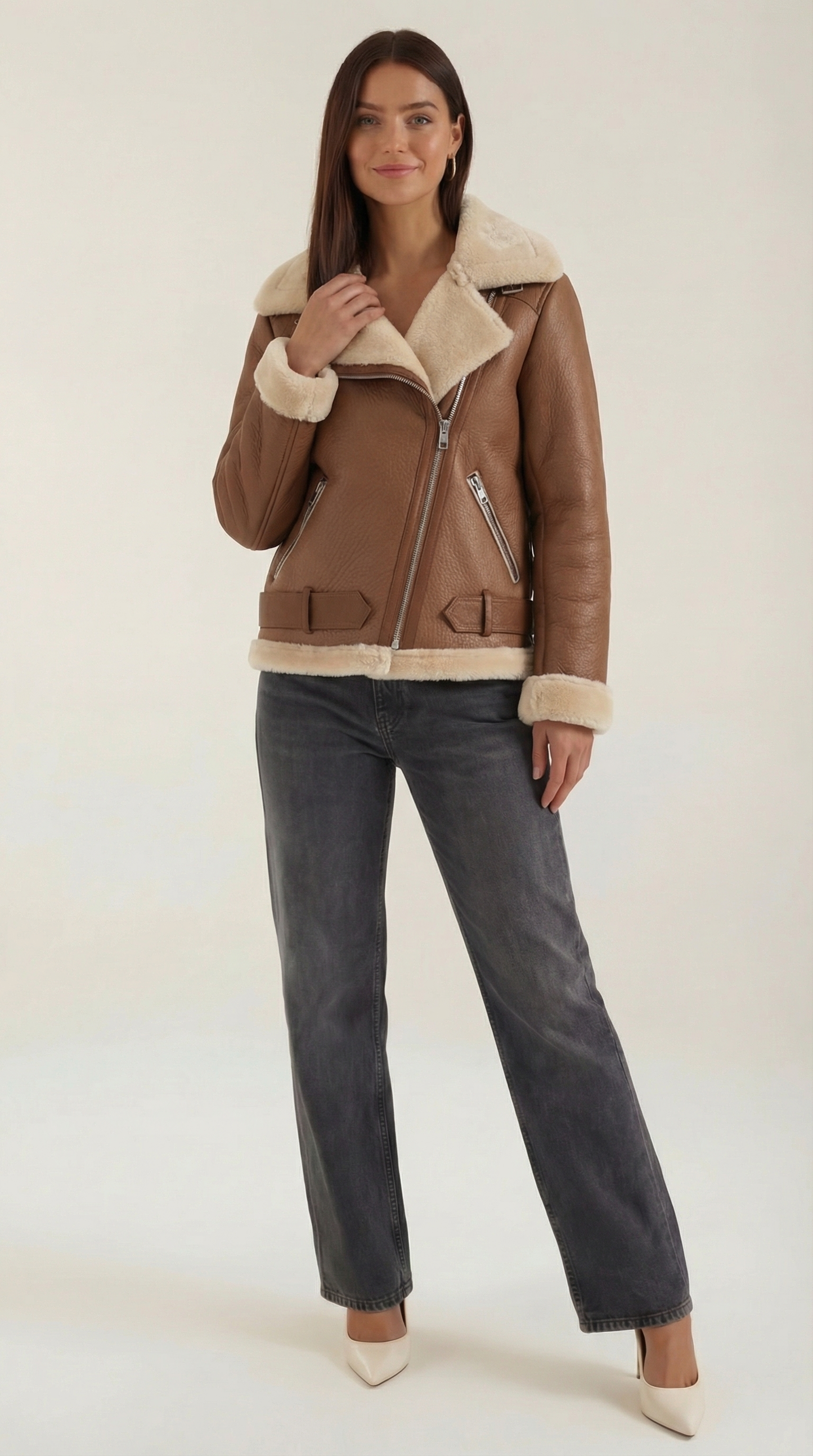 Chaqueta Biker Christine con Cuello de Borreguito