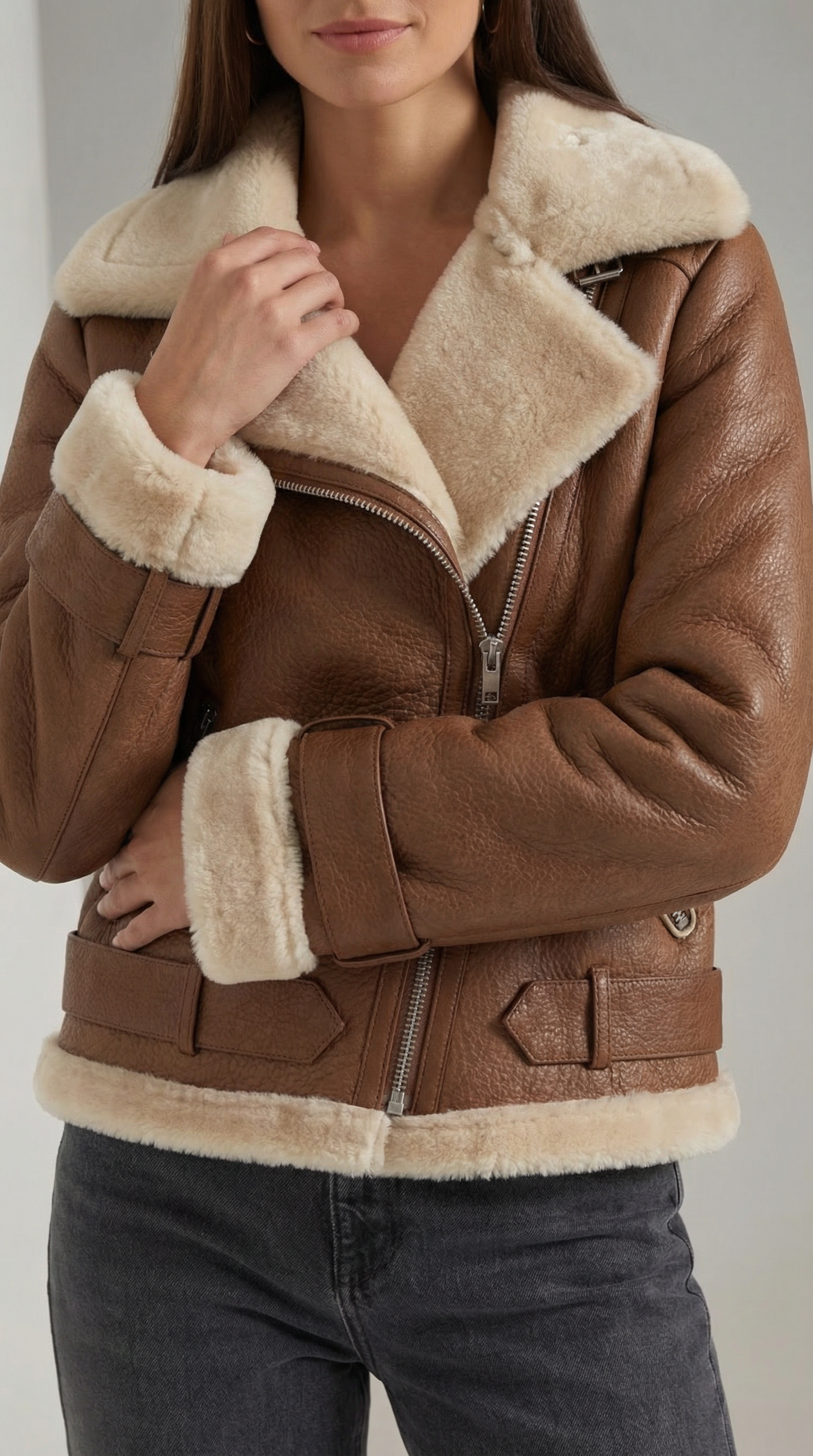 Chaqueta Biker Christine con Cuello de Borreguito