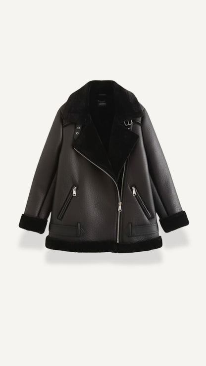 Chaqueta Biker Christine con Cuello de Borreguito
