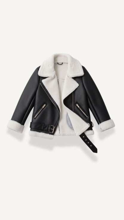 Chaqueta Biker Christine con Cuello de Borreguito