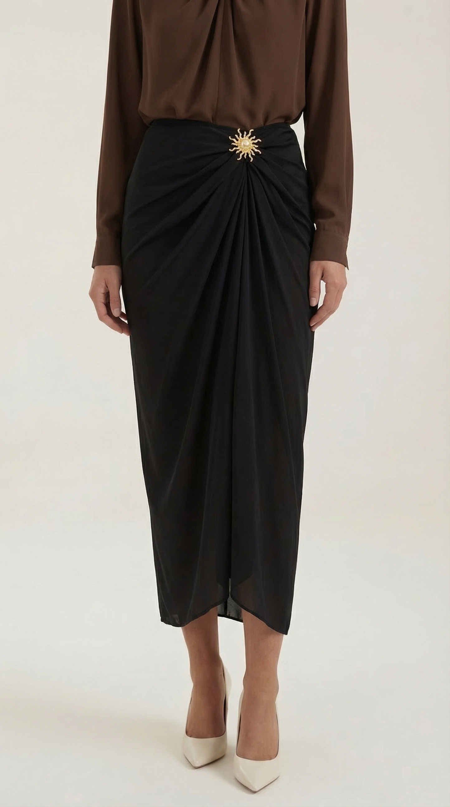 Falda Maxi Cleo con Drapé Fluido