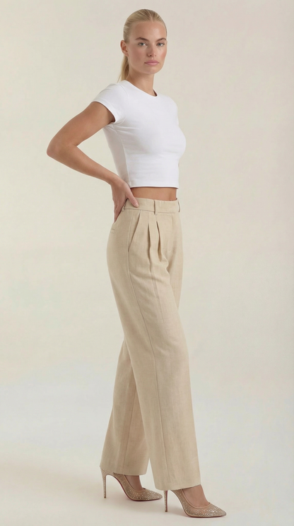 Pantalón Ancho Courtney de Mezcla de Lino