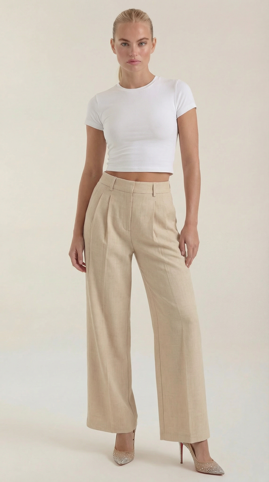 Pantalón Ancho Courtney de Mezcla de Lino