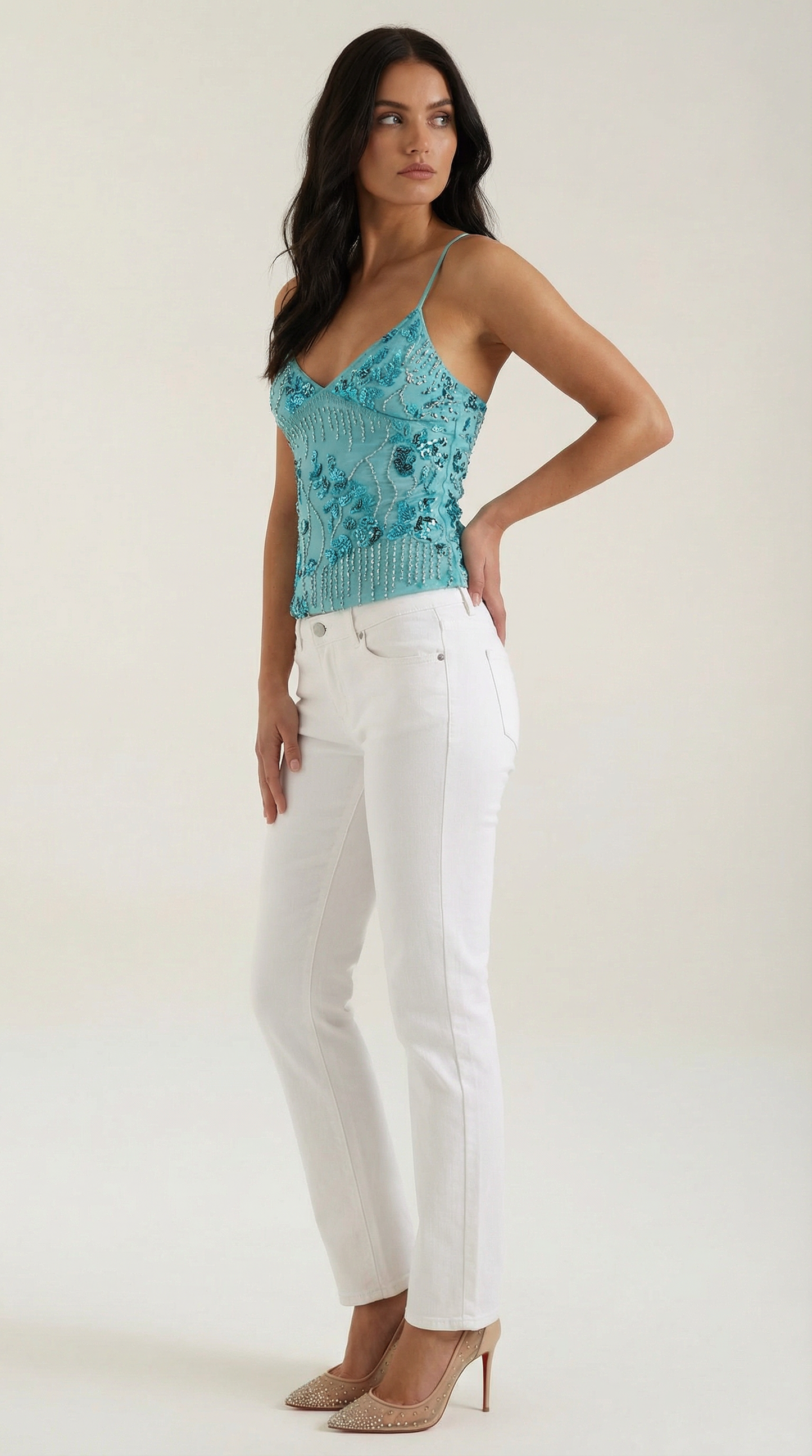 Top Dottie de Lentejuelas con Escote en V