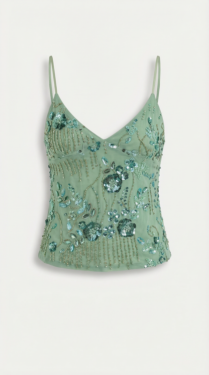 Top Dottie de Lentejuelas con Escote en V