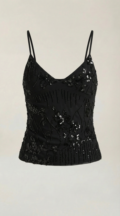 Top Dottie de Lentejuelas con Escote en V