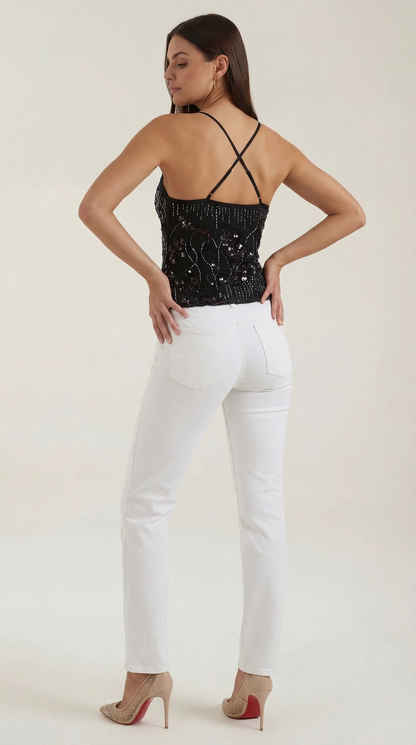 Top Dottie de Lentejuelas con Escote en V