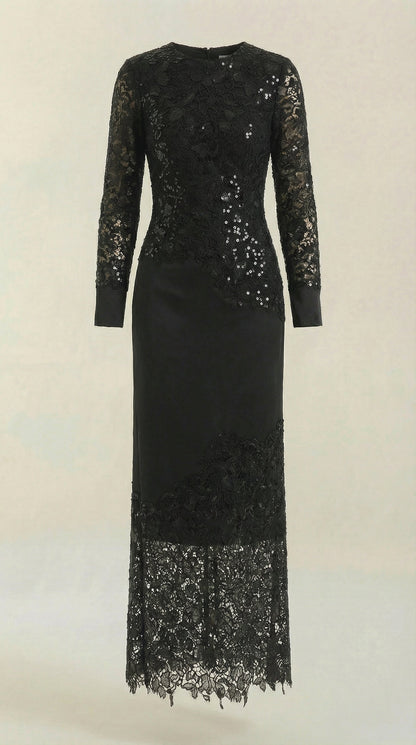 Vestido Maxi Elise con Lentejuelas y Encaje