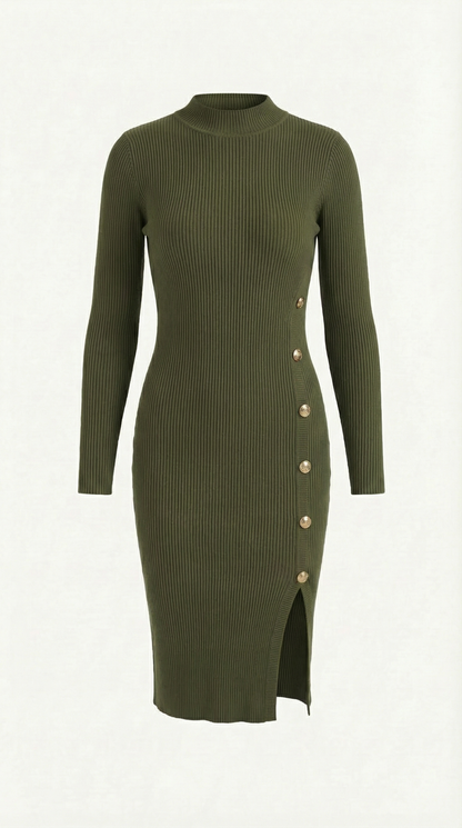 Vestido Midi Erin de Canalé con Botonadura Lateral