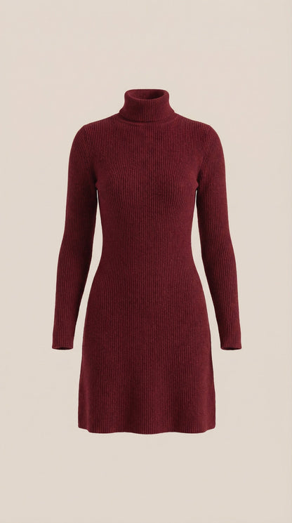 Vestido Mini Geneva de Punto con Cuello Alto