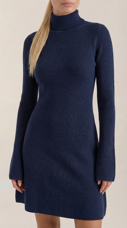 Vestido Mini Geneva de Punto con Cuello Alto