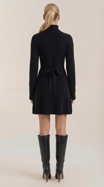 Vestido Mini Geneva de Punto con Cuello Alto