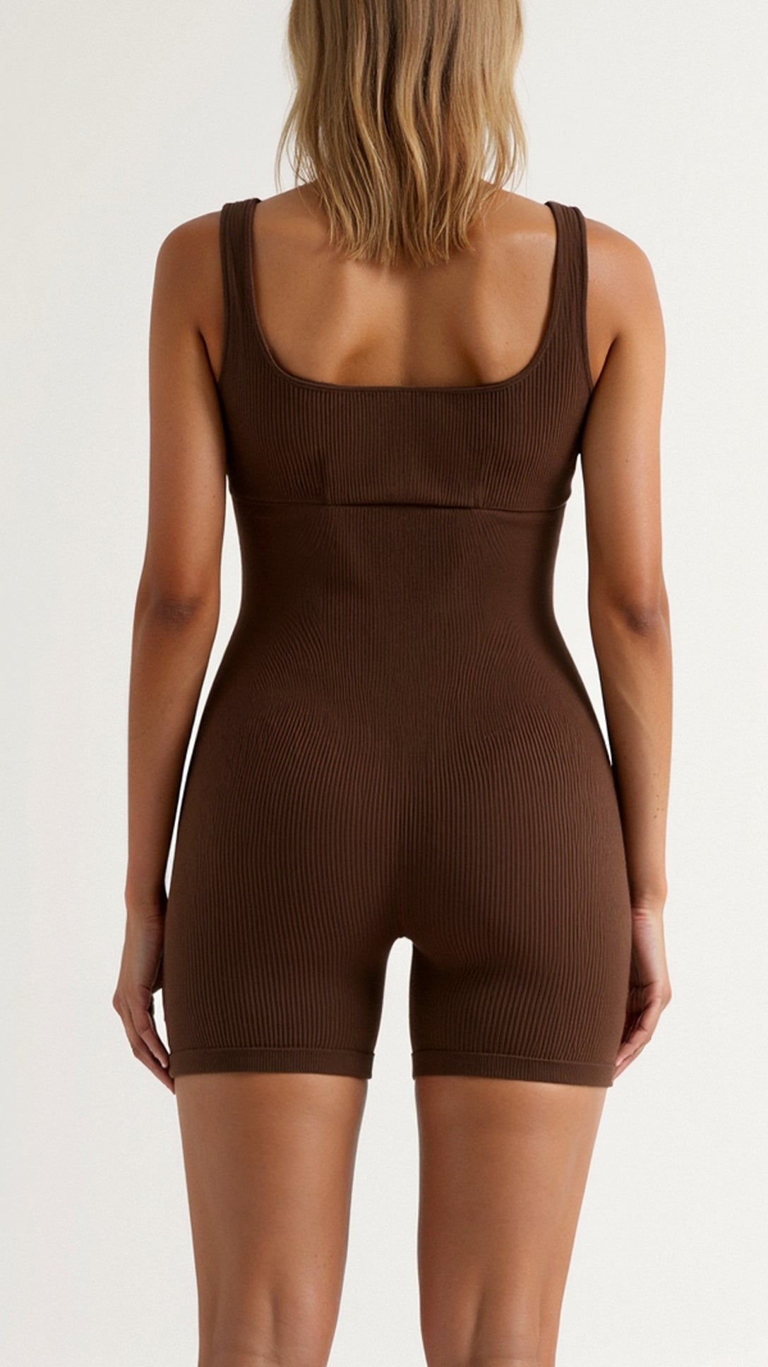 Body de Canalé con Escote Cuadrado y Braguita