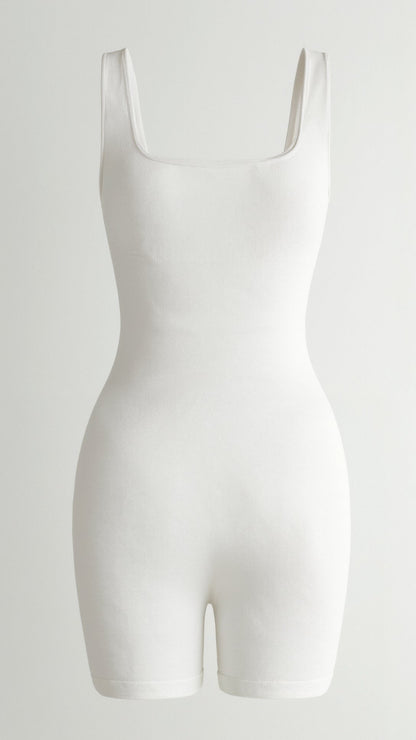 Body de Canalé con Escote Cuadrado y Braguita