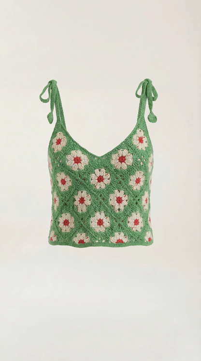 Top Gretchen de Crochet con Estampado Floral