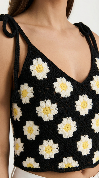 Top Gretchen de Crochet con Estampado Floral