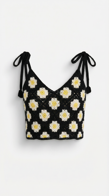 Top Gretchen de Crochet con Estampado Floral