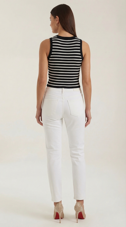 Crop Top Heloise de Punto a Rayas