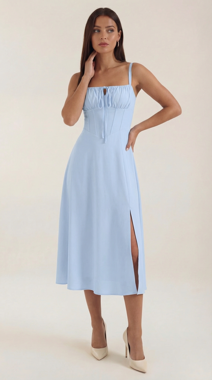 Vestido Midi Jade con Cordones