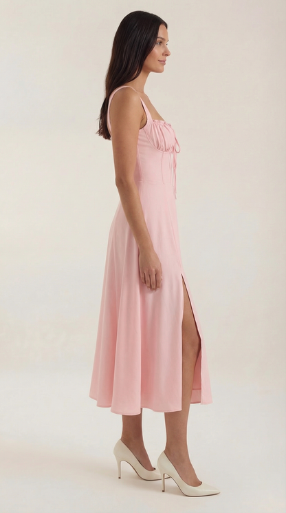 Vestido Midi Jade con Cordones