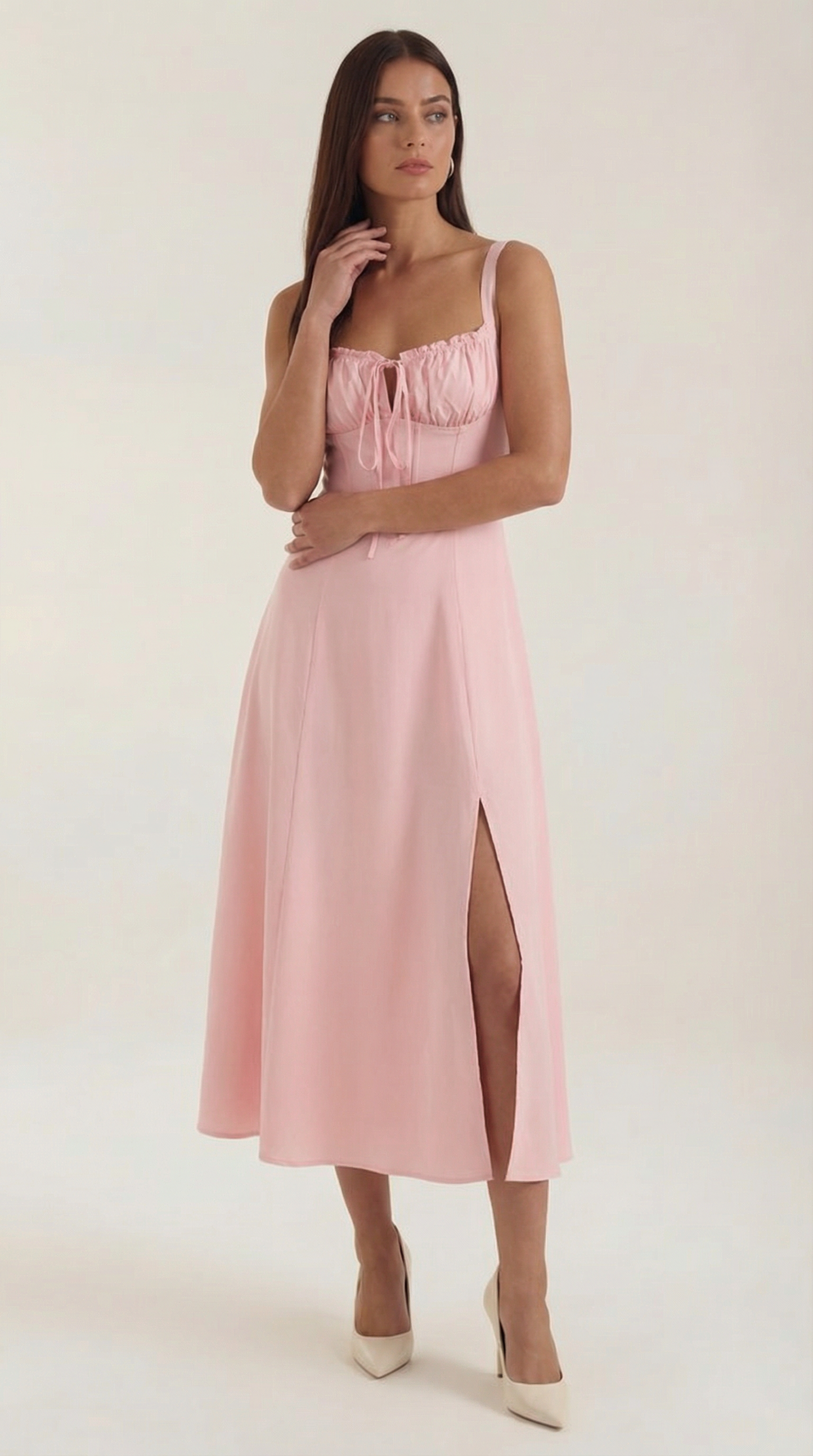 Vestido Midi Jade con Cordones