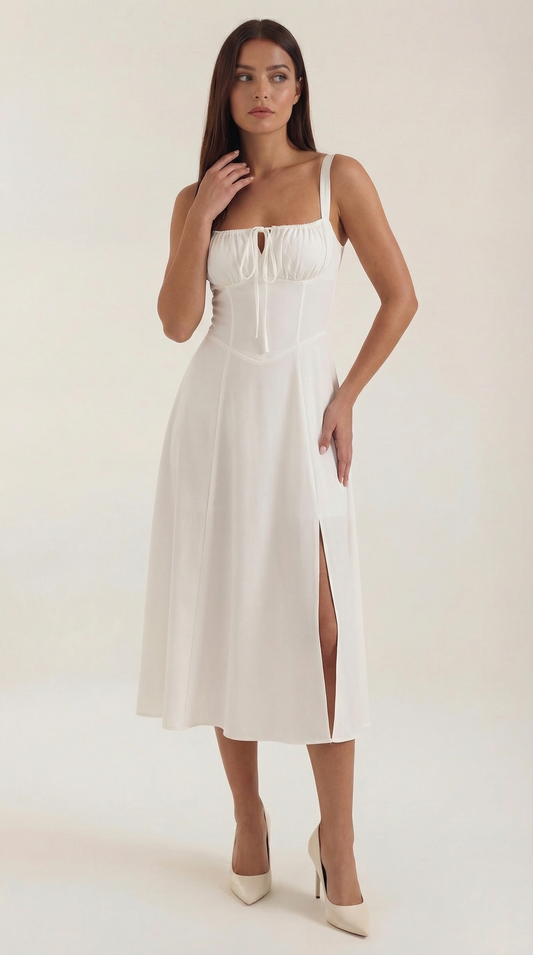 Vestido Midi Jade con Cordones
